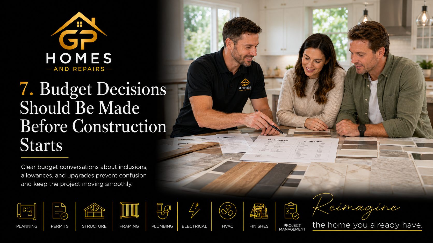 General contractor budget decisions before construction by GP Homes and Repairs