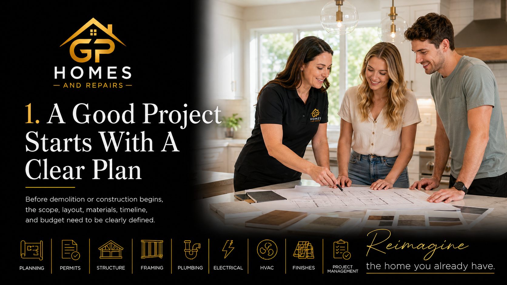 General contractor clear plan before construction by GP Homes and Repairs