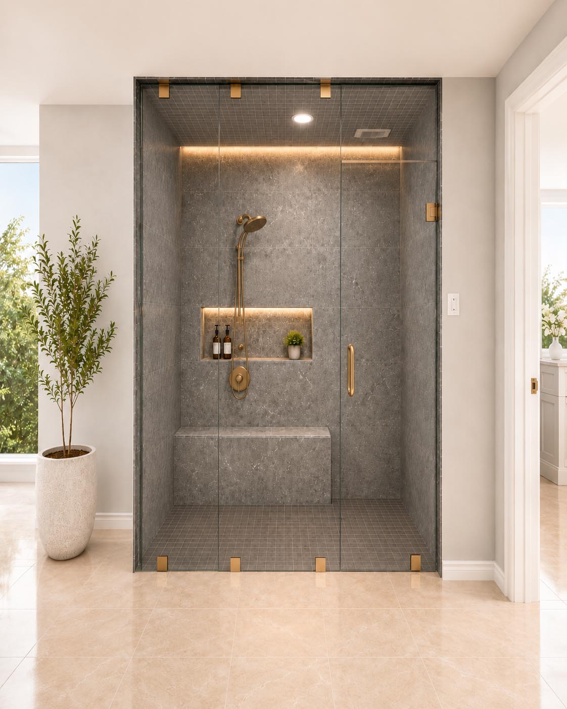 Luxury walk-in shower bathroom remodeling style