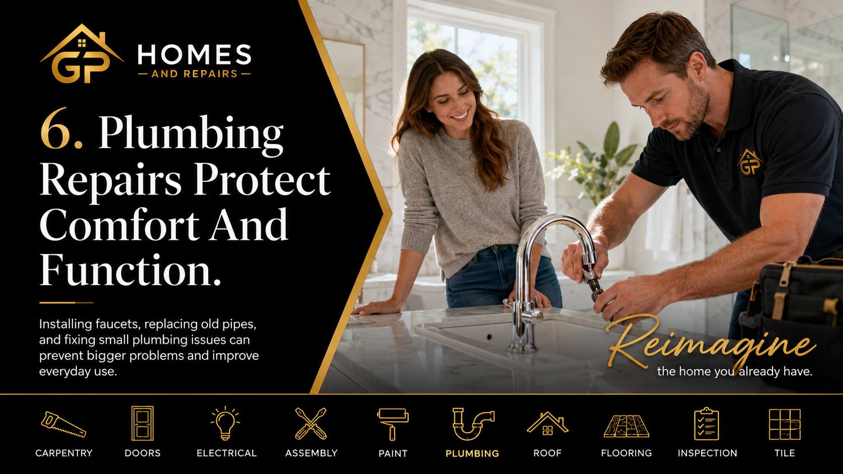 Handyman plumbing repairs and faucet replacement by GP Homes and Repairs