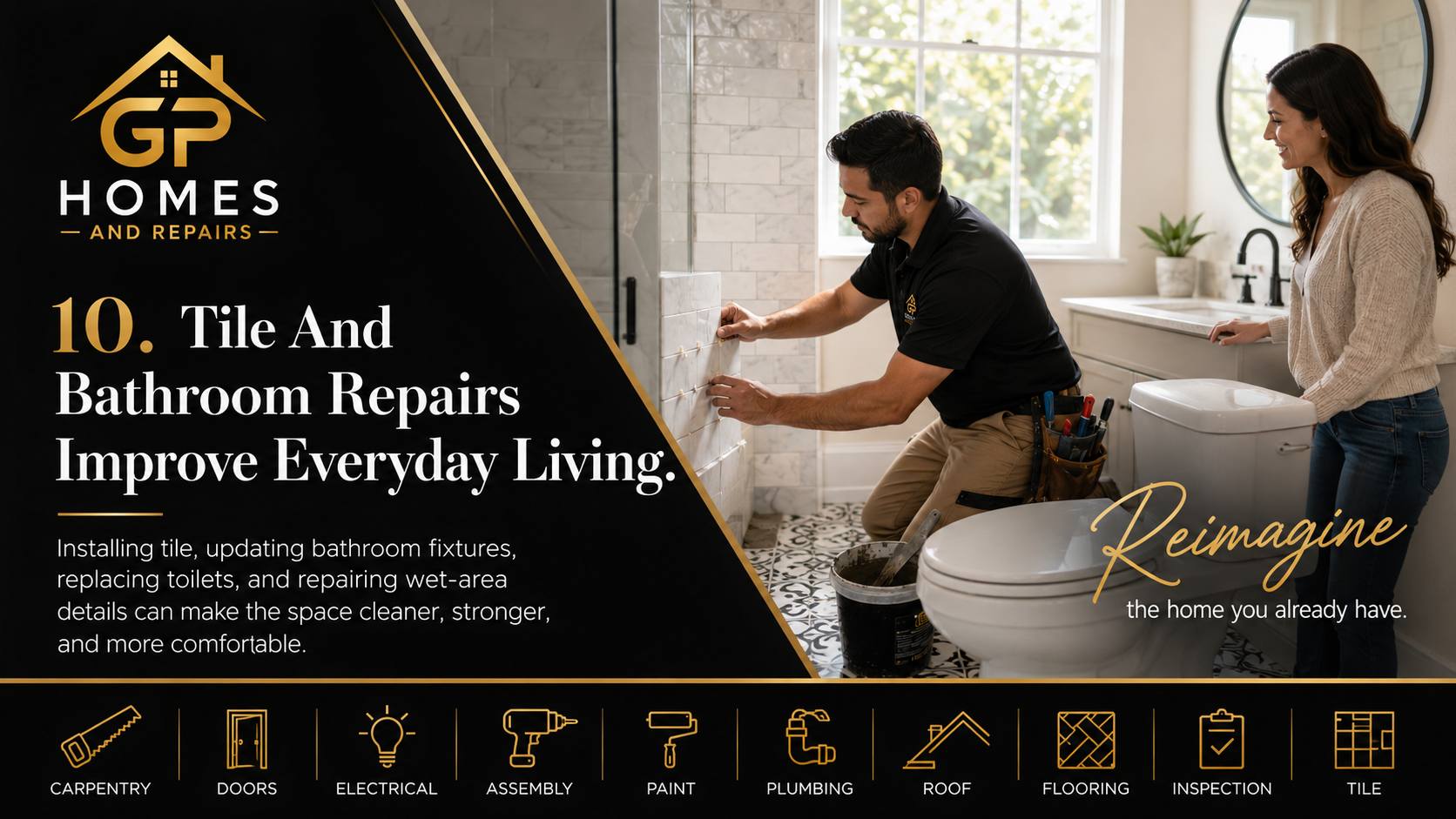 Handyman tile and bathroom repairs by GP Homes and Repairs