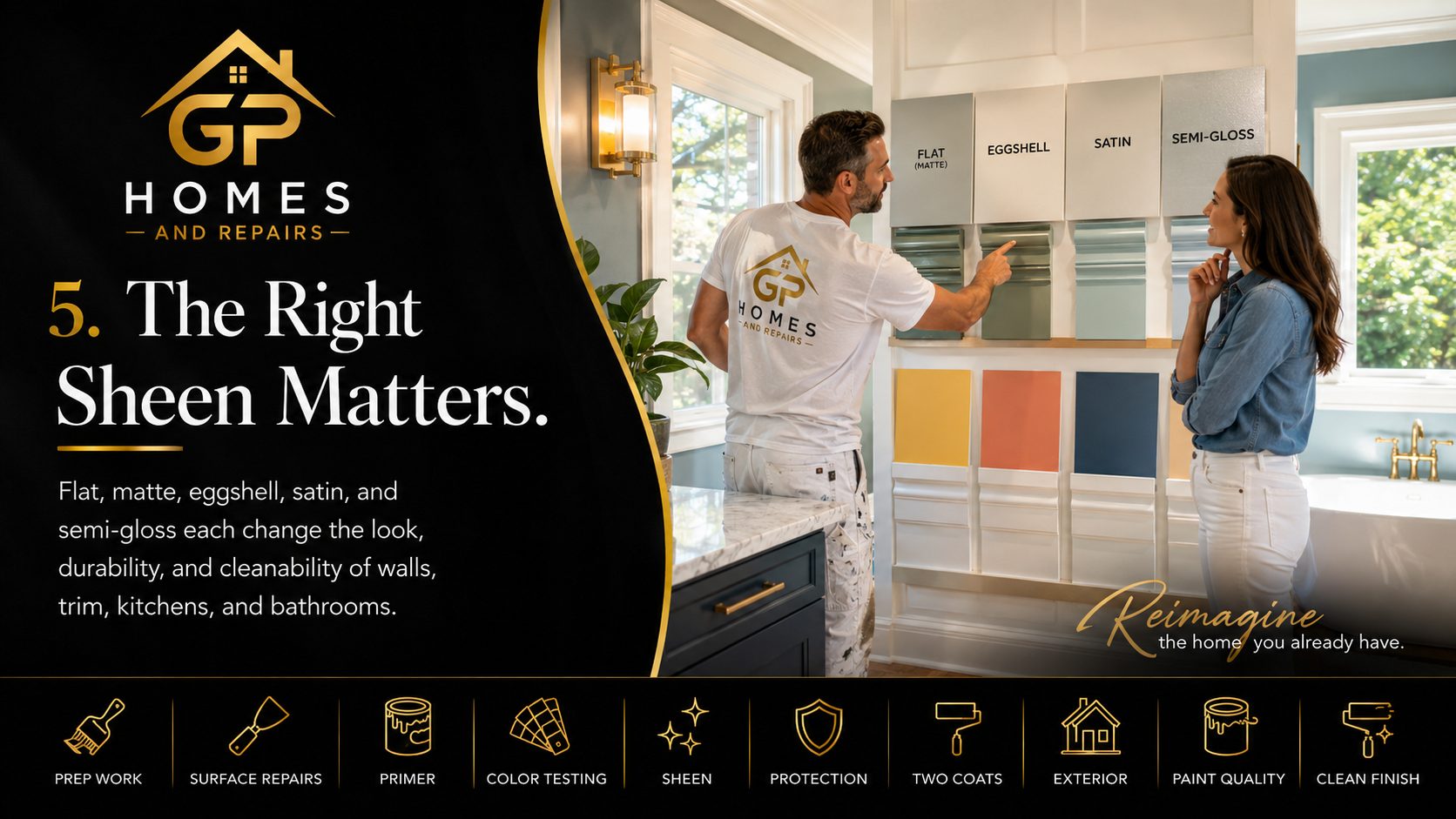 Paint sheen selection by GP Homes and Repairs