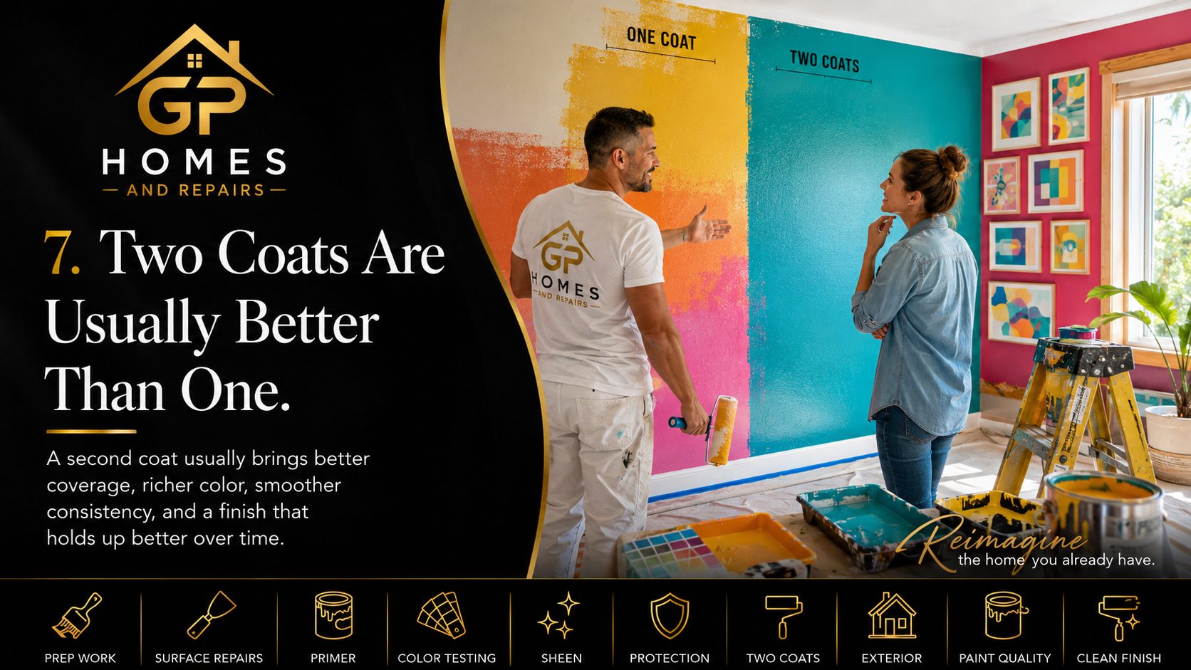 Two coats for better paint coverage by GP Homes and Repairs